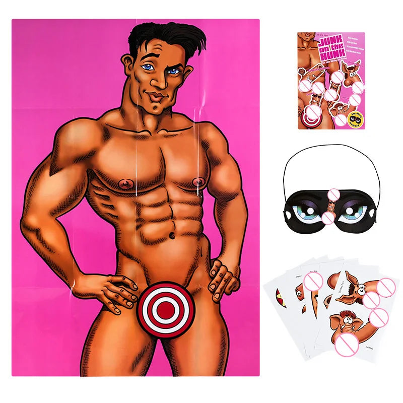 Bachelorette Party Game Funny Paper Poster Hunk Dick Photo Props Bride To Be Hen Night Party Supplies Bridal Shower Wedding Gift