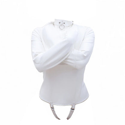 BDSM Leather Armbinder Restraint Straitjacket Sex Toy,Straight Jacket Bondage Adjustable Belt,Slave Cosplay Women's Sexy Costume