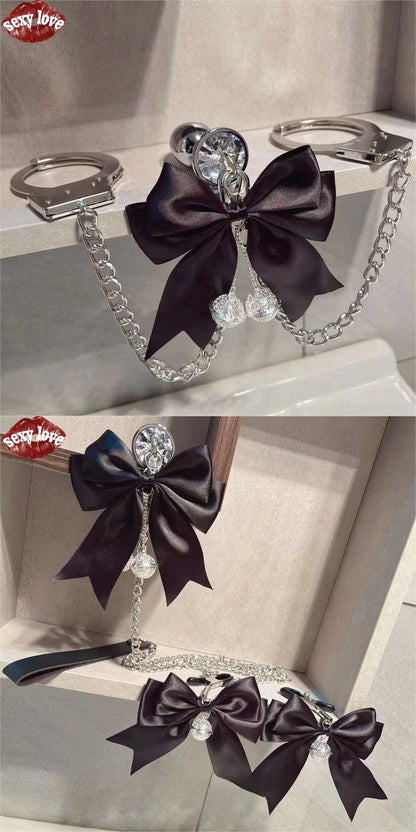 BDsm Fun Bow Palace Bell Anal Plug Alternative Training Breast Clip Traction Stimulating Toy Adult Adult  Sexy Toys for Men
