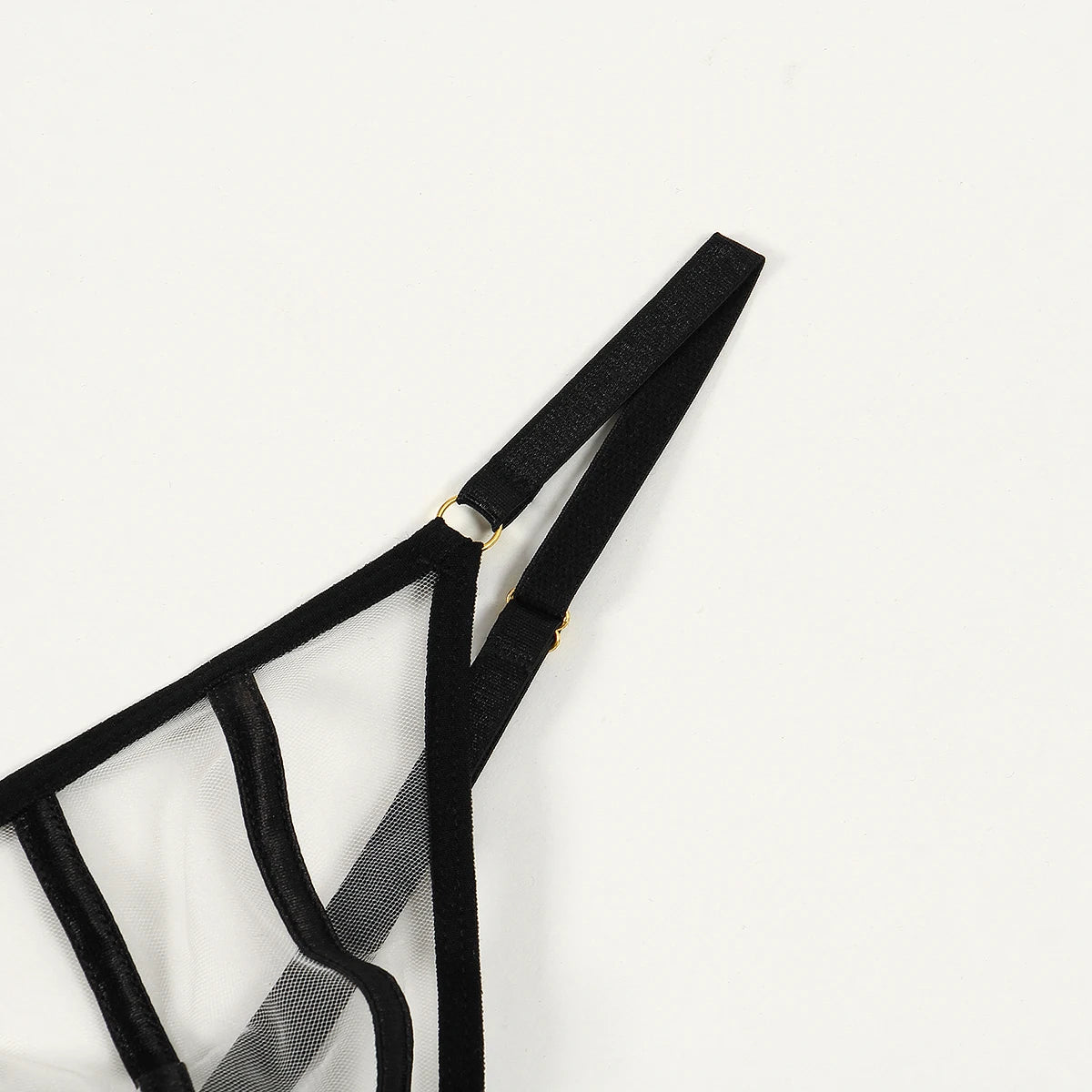 2024 Summer New Triangle Cup Erotic Lingerie Sexy See-Through Mesh Splicing Four-Piece Set