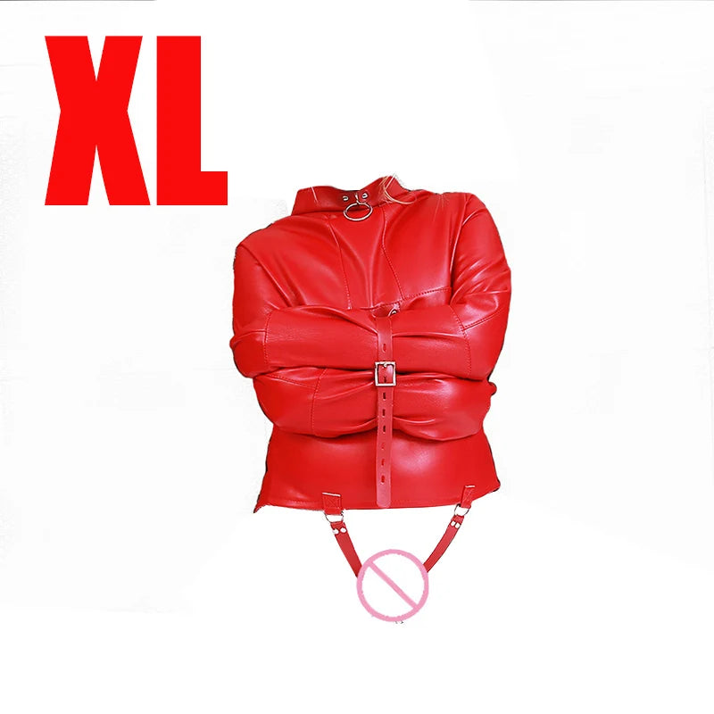 BDSM Leather Armbinder Restraint Straitjacket Sex Toy,Straight Jacket Bondage Adjustable Belt,Slave Cosplay Women's Sexy Costume