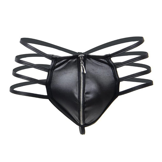 Lencería sexy de talla grande para hombre, transparente, con suspensorio, de piel sintética, tipo tanga, ropa interior para discoteca, erótica japonesa, con espalda en T