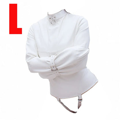BDSM Leather Armbinder Restraint Straitjacket Sex Toy,Straight Jacket Bondage Adjustable Belt,Slave Cosplay Women's Sexy Costume