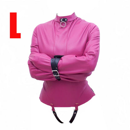 BDSM Leather Armbinder Restraint Straitjacket Sex Toy,Straight Jacket Bondage Adjustable Belt,Slave Cosplay Women's Sexy Costume