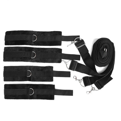 BDSM Bondage Restraint Set for Couples – Adjustable Handcuffs & Ankle Cuffs with Bed Straps,Soft SM Cuffs for Erotic Adult Games
