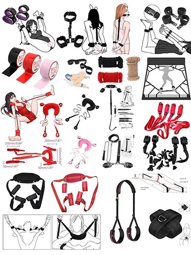 BDSM Bondage Belt Sex Toys Slave Obedience Exposed Bandage Gear Fetish Leather Sponge Adult Restrain Adjustable Sexy Accessories