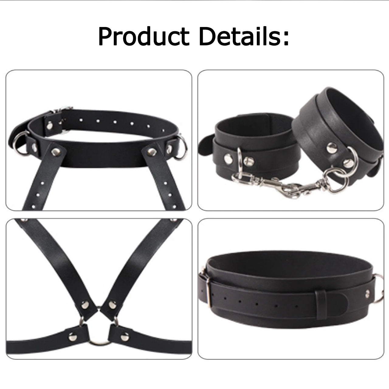 BDSM Sex Bondage Breast Restraints Thigh Sling,Leather Neck to Thigh Chest Restraints Harness Bed Restraints, Sex Toys for Women