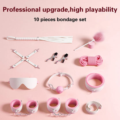 Bdsm Bondage Set Restraint Adult Game Handcuff Neck Collar Wrist Mouth Gag Strap Fetish SM Sex Toys for Woman Couples Product