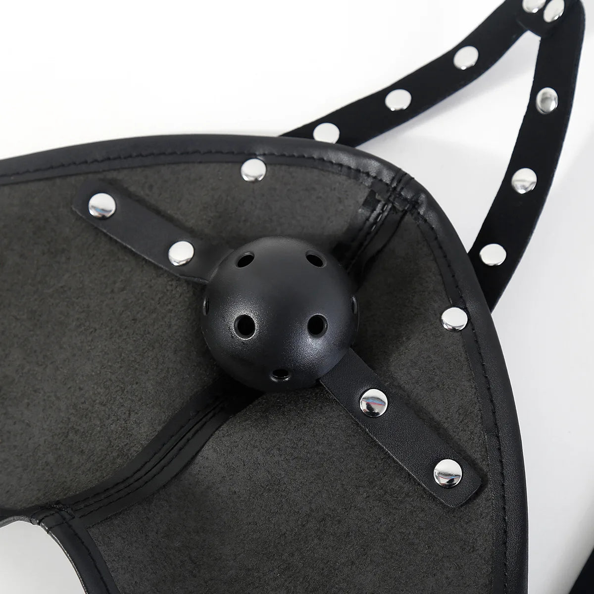 Máscara de cuero con capucha para SM, arnés de bondage BDSM, mordaza, máscara con bola, mordaza para la boca, fetiche erótico, restricción de esclavos, juguetes sexuales para parejas.