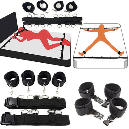 Juegos de bondage para cama BDSM, juguetes eróticos para mujeres y parejas, esposas para piernas abiertas, esposas para tobillos, juguetes y accesorios de sujeción.