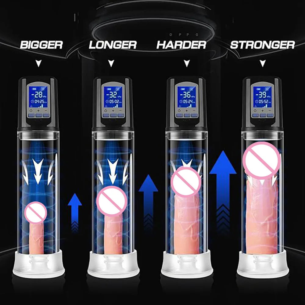 Sex Toys For Men 6 Powerful Sucking Modes LCD Display Electric Vacuum Penis Enlargement Extend Training Pump For Men