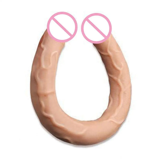 Consolador de doble extremo para mujeres, flexible, realista, doble penetración, juguete para adultos para estimulación vaginal y anal, para lesbianas, doble pene.