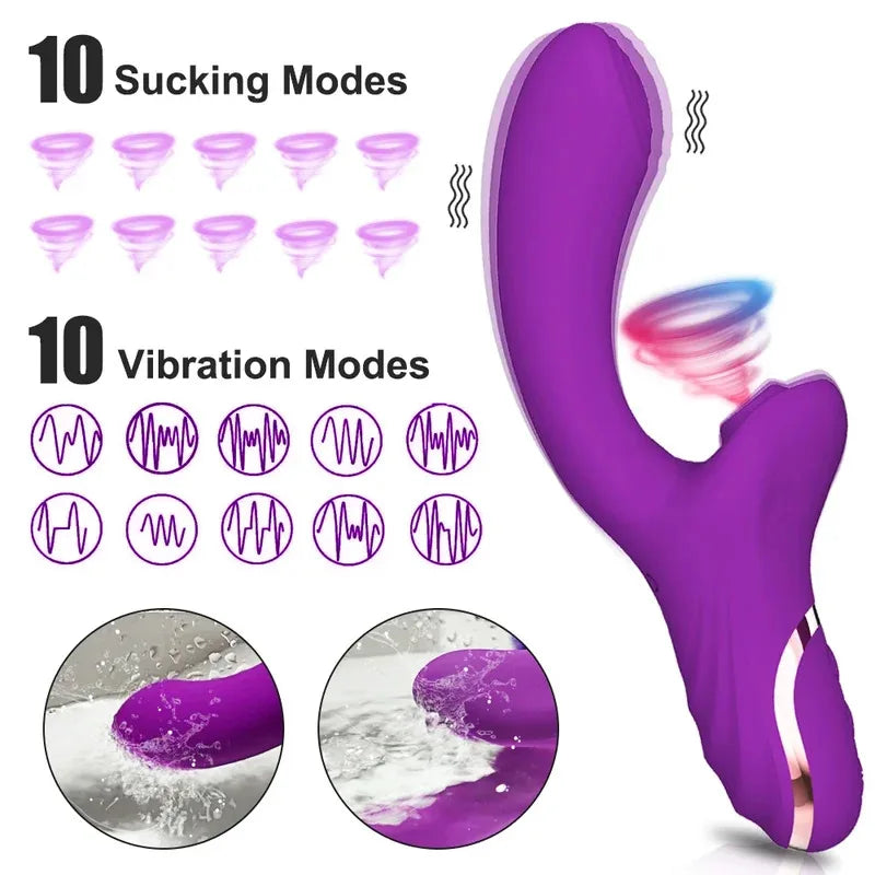 Female Powerful Vibrator 10 Frequency Vibration Clitoris Vacuum Stimulation Vagina Penetration Masturbation Orgasm Sex Toys