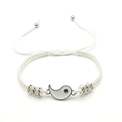Conjunto de 2 joyas para pareja, pulsera de Tai Chi en blanco y negro, cadena ajustable, estilo sencillo, joyería de uso diario.