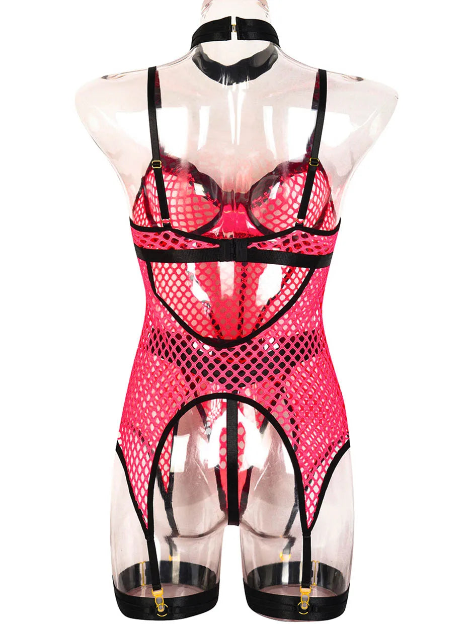 JSY Sexy Lingerie Set For Women's Body Underwear Transparent Mesh Nightgown Bodysuit Sleepwear Erotic Lingerie Porno Costumes