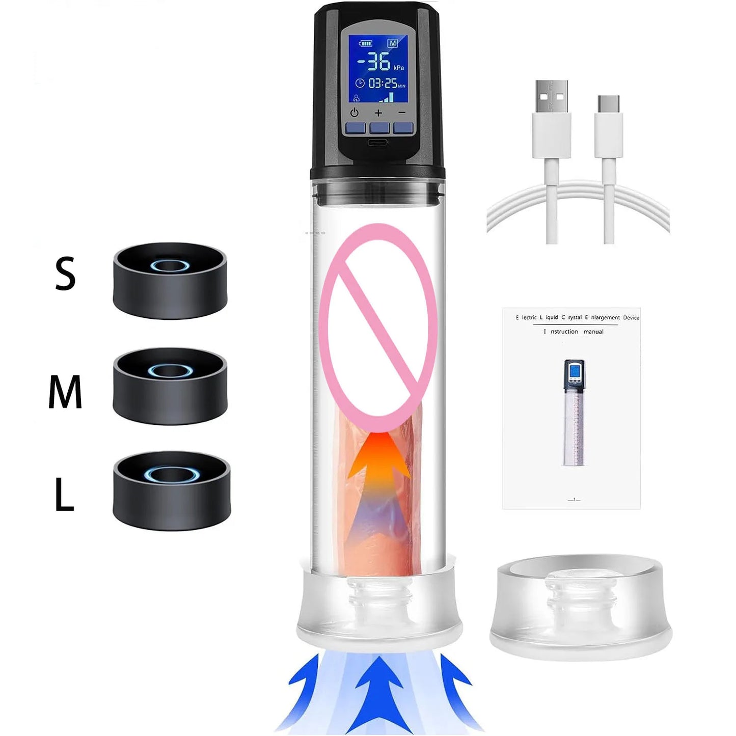 Sex Toys For Men 6 Powerful Sucking Modes LCD Display Electric Vacuum Penis Enlargement Extend Training Pump For Men