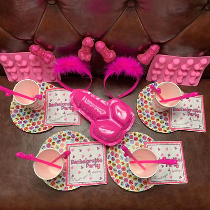 Bachelorette Party Accessories Rose Pink Funny Penis Table Decorations Dick Straw Plate Cups Wedding Favor Ideas Gift for Guest