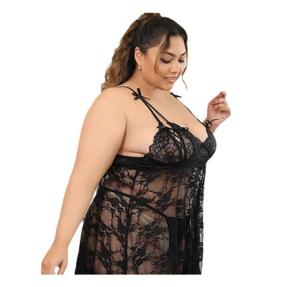 2025 Sexy Lingerie Lace Halter Sexy Nightdress Plus Size Women Lingerie Ladies Nightdress Home Suit 2 Pieces Set Women'S Pajama