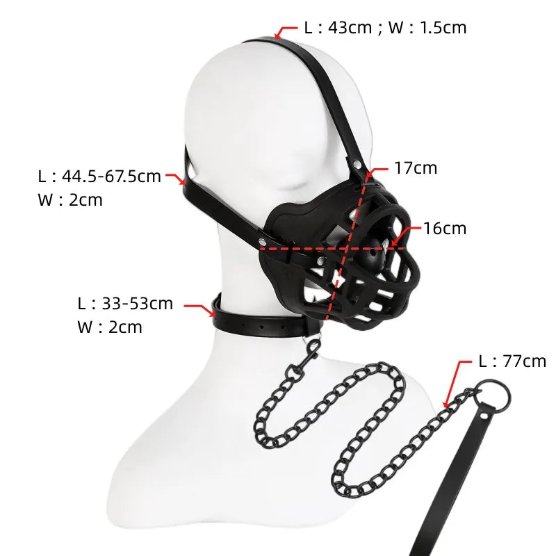 Máscara facial de malla hueca BDSM con mordaza de bola de boca abierta para juegos de adultos, ataduras de bondage, juguetes sexuales para cosplay