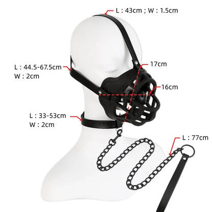 Máscara facial de malla hueca BDSM con mordaza de bola de boca abierta para juegos de adultos, ataduras de bondage, juguetes sexuales para cosplay