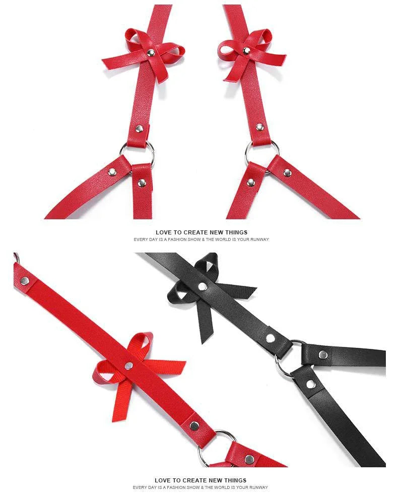Arnés gótico BDSM de cuero sintético para glúteos y ligas, conjunto de lencería sexy para mujer, arnés de piernas para bondage corporal BDSM, conjuntos eróticos fetiche