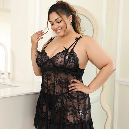 2025 Sexy Lingerie Lace Halter Sexy Nightdress Plus Size Women Lingerie Ladies Nightdress Home Suit 2 Pieces Set Women'S Pajama