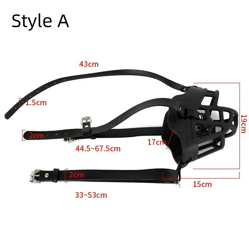 Máscara facial de malla hueca BDSM con mordaza de bola de boca abierta para juegos de adultos, ataduras de bondage, juguetes sexuales para cosplay