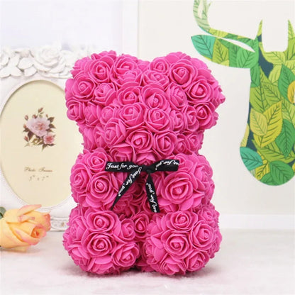 Oso de espuma artificial de 25 cm, rosa, regalo romántico y creativo para San Valentín, Día de la Madre, aniversario y boda.