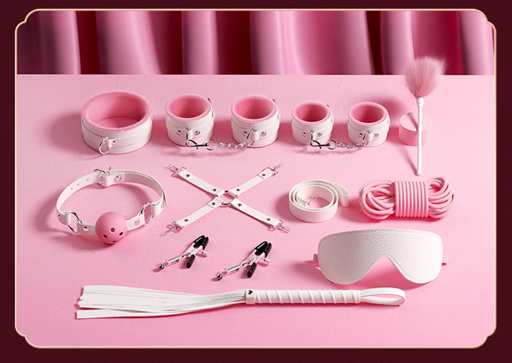 Bdsm Bondage Set Restraint Adult Game Handcuff Neck Collar Wrist Mouth Gag Strap Fetish SM Sex Toys for Woman Couples Product