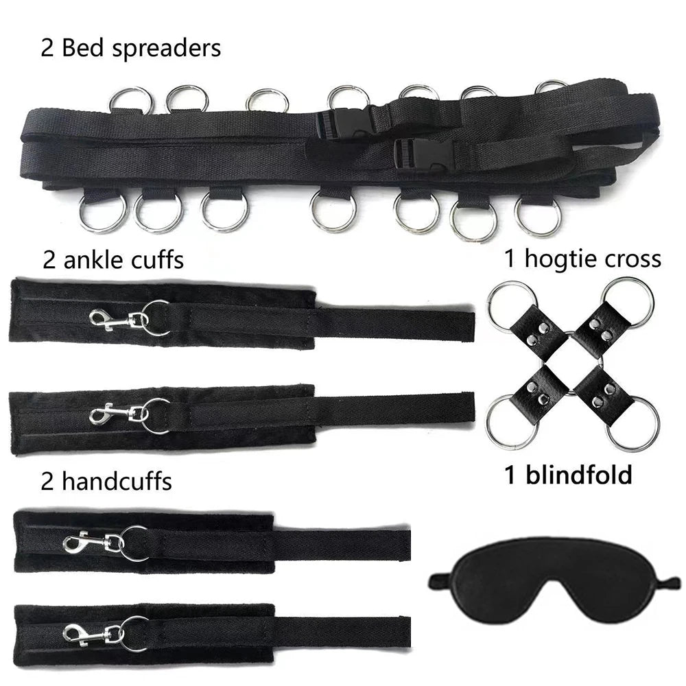 BDSM Set Spielzeug Sex Handschellen für Paare Erwachsene Kit Bdsm Peitsche Anal Plug Vibrator Augenbinde Strapon Bett Bondage Sexuelle Handschellen Sexy