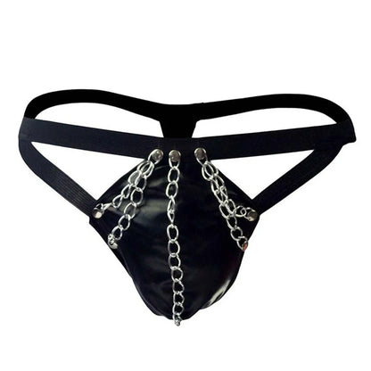Lencería para hombre, ropa interior sexy, bragas de cuero de castidad sin entrepierna, arnés, calzoncillos, suspensorio ahuecado, tanga sexy