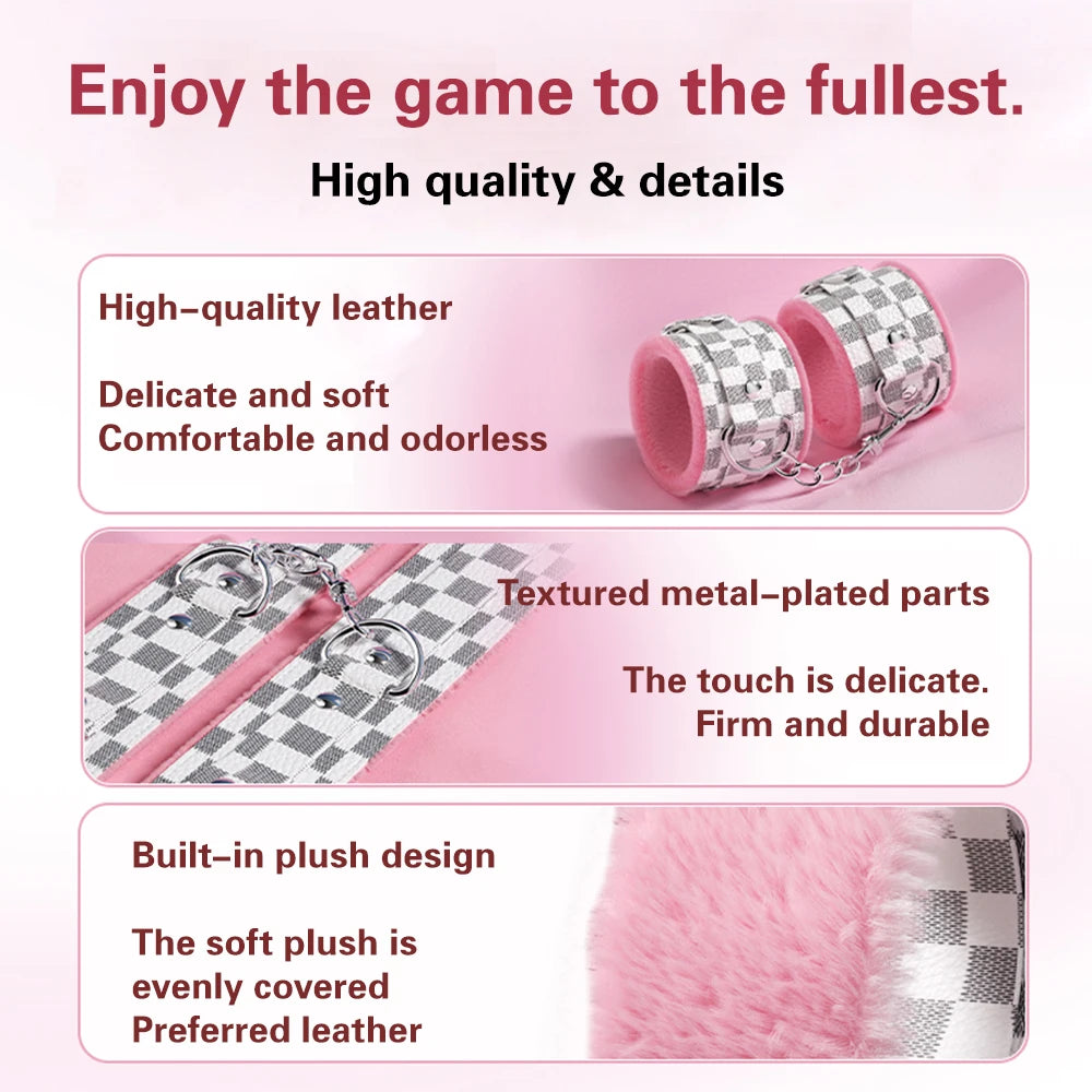 Bdsm Bondage Set Restraint Adult Game Handcuff Neck Collar Wrist Mouth Gag Strap Fetish SM Sex Toys for Woman Couples Product