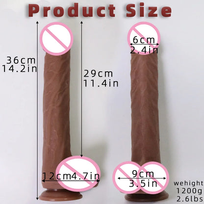 14.2 Inch Realistic Dildo Sex Toy, Huge Thick Dildo Like Skin with Powerful Suction Cup, Hands-Free, Realistic Silicone Sex Toy