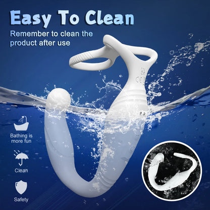 Juguetes sexuales masculinos, vibrador giratorio para hombres, masajeador de próstata, anillo doble para el pene, anillos para el pene, tapón anal vibrador, juguete anal para hombres.