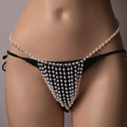 Stonefans New Rave Perle Schmuck Zubehör Taille Kette Mode 2025 Sommer Club Sexy Tanga Höschen G String Bikini Frauen Geschenk
