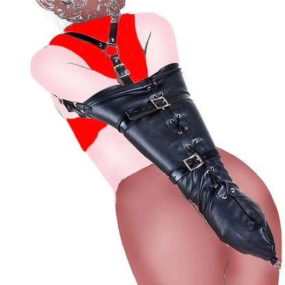 BDSM Zwangsjacke / Armbinder,Leder Deluxe Armbinder Fesseln,Bondage-Handschuhe hinter dem Rücken,Sexspielzeug für Paare Sex Shop