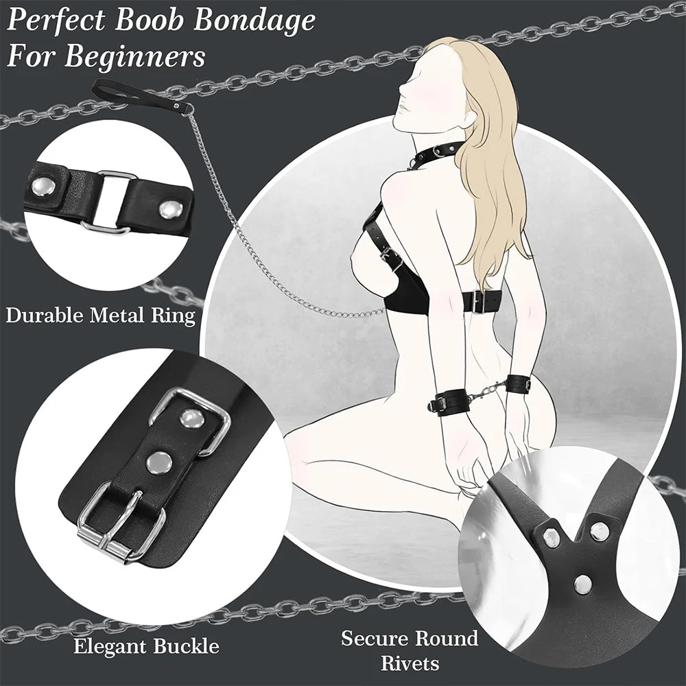 BDSM Pussy Handcuffs Sex Toys Games for Couples Slave Harness Cuffs Bondage Straps Erotic Obedience Turn Female Sex Kits