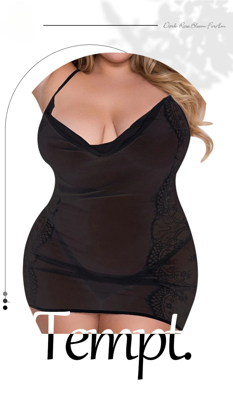 Camisón sexy de talla grande, traje sexual con perspectiva de encaje, ropa interior sexy para sexo grueso, lencería sexy, tols sexuales para niña, lencería de talla grande