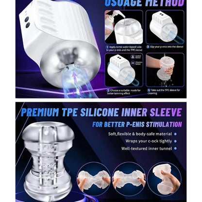 Juguetes sexuales para hombres Masturbación masculina vagina realista, patrón giratorio de estimulación del pene máquina de sexo oral juguetes sexuales para adultos