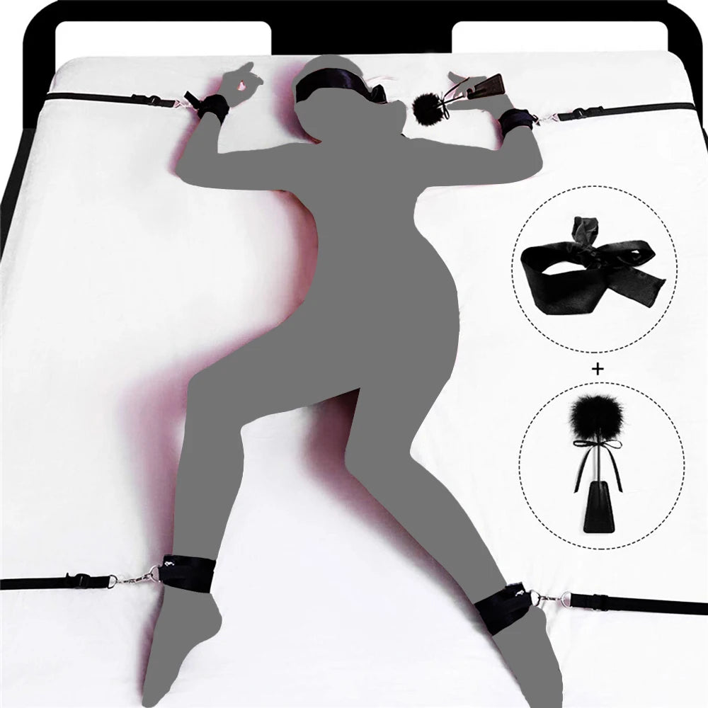 BDSM Sexspielzeug-Sets für Erwachsene für sexy Spiele Bondage-Maskenset Federhandschellen Fußfesseln Fesseln für Paare Sexuelle Hilfsmittel ﻿18+