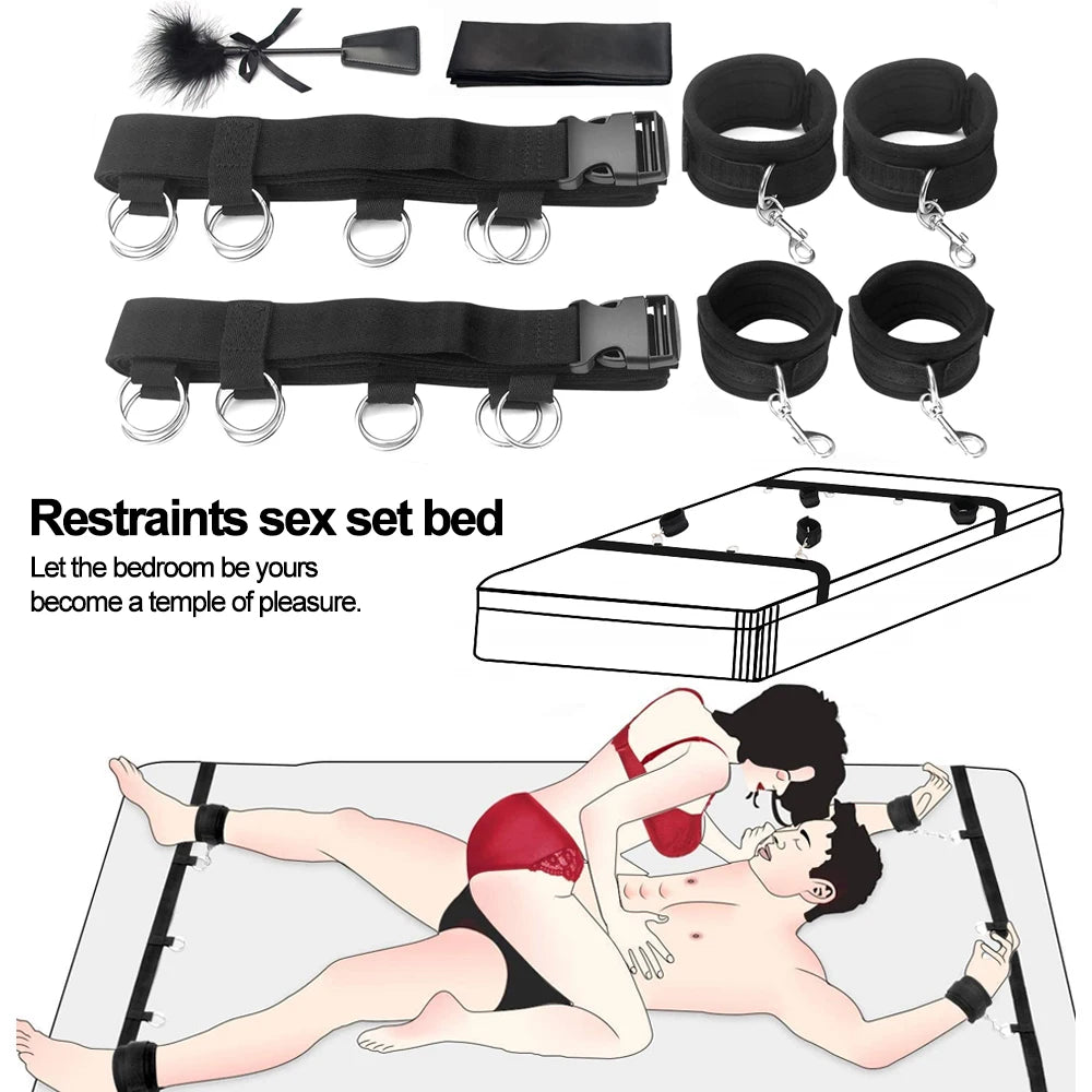 BDSM Adult SM Sex Restraint Handcuffs Slave Tools Bdsm Sexy Wrist To Ankle Cuffs Open Leg Hand Toys Bondage For Couples 18+