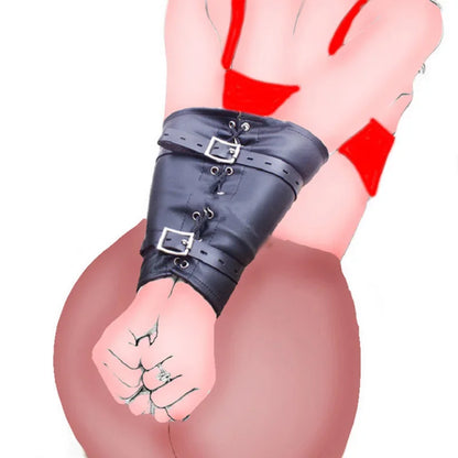 BDSM Zwangsjacke / Armbinder,Leder Deluxe Armbinder Fesseln,Bondage-Handschuhe hinter dem Rücken,Sexspielzeug für Paare Sex Shop