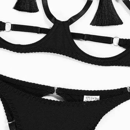 MUZISKAT Sexy Lingerie See Through Bra Set Hot Erotic Lingerie Thong Sexy Erotic Set