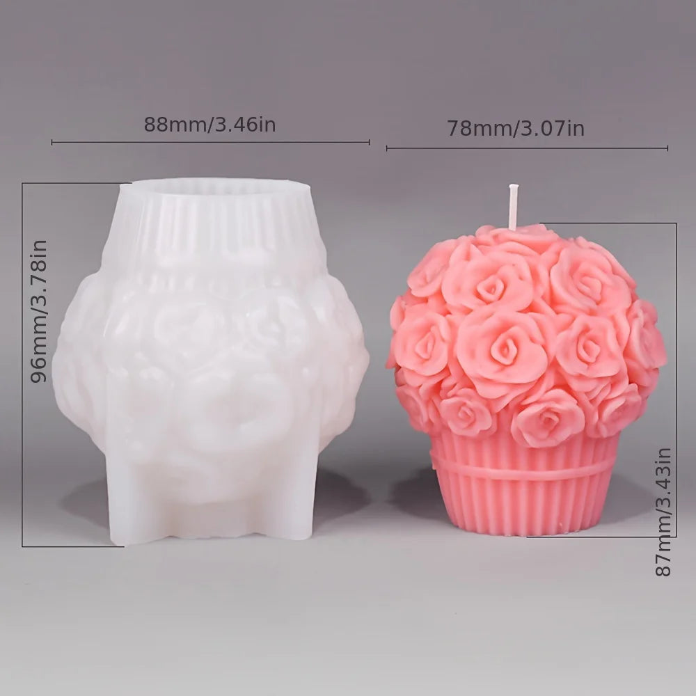 Molde de silicona para jabón de peonía de ratán con forma de columna de flores de rosas románticas para decoración de cenas a la luz de las velas de chocolate para San Valentín