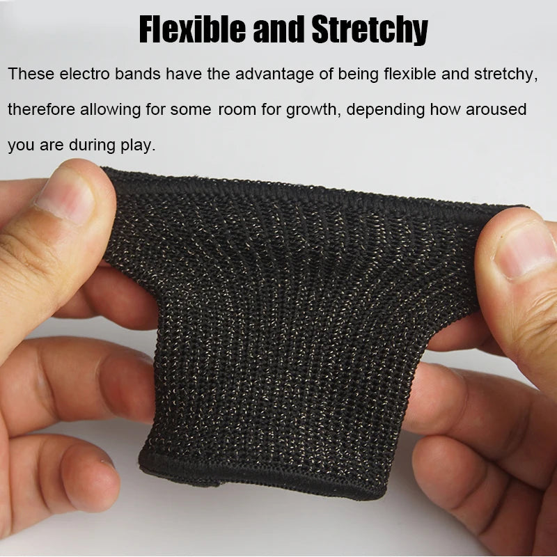 Funda de pene con fibra conductora para electrochoque BDSM, anillos para escroto, estimulación eléctrica, terapia de pene, productos sexuales masculinos para agrandar el pene.